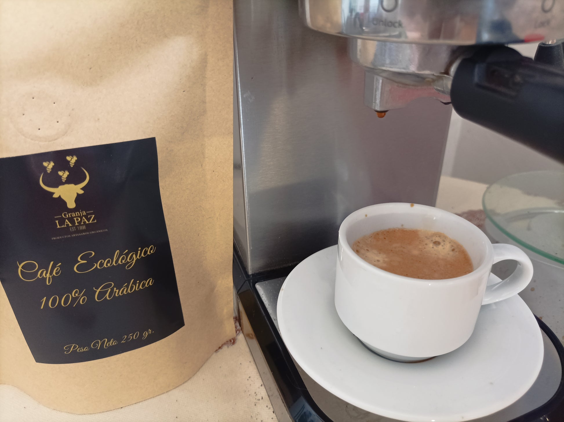 café ecológico certificado Granja La Paz molido 100% bio eco cafe