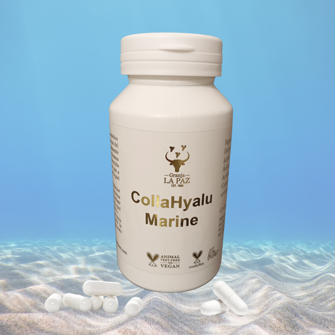 complemento alimenticio CollaHyalu Marine granja la paz nutricosmético piel uñas cabello ácido hiualuronico marino colágeno